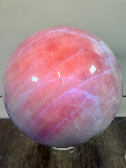Kunzite Crystal Sphere. 50mm. Gorgeous Display Sphere. Beautiful Flash And UV Reactive