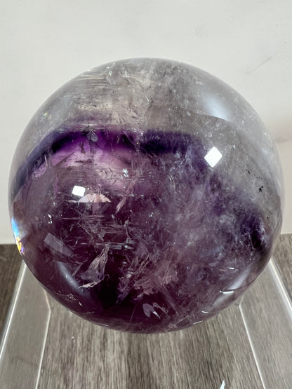 Phantom Amethyst Sphere. 74mm. Rare Amethyst With Amazing Rainbows. High Quality Beautiful Crystal.