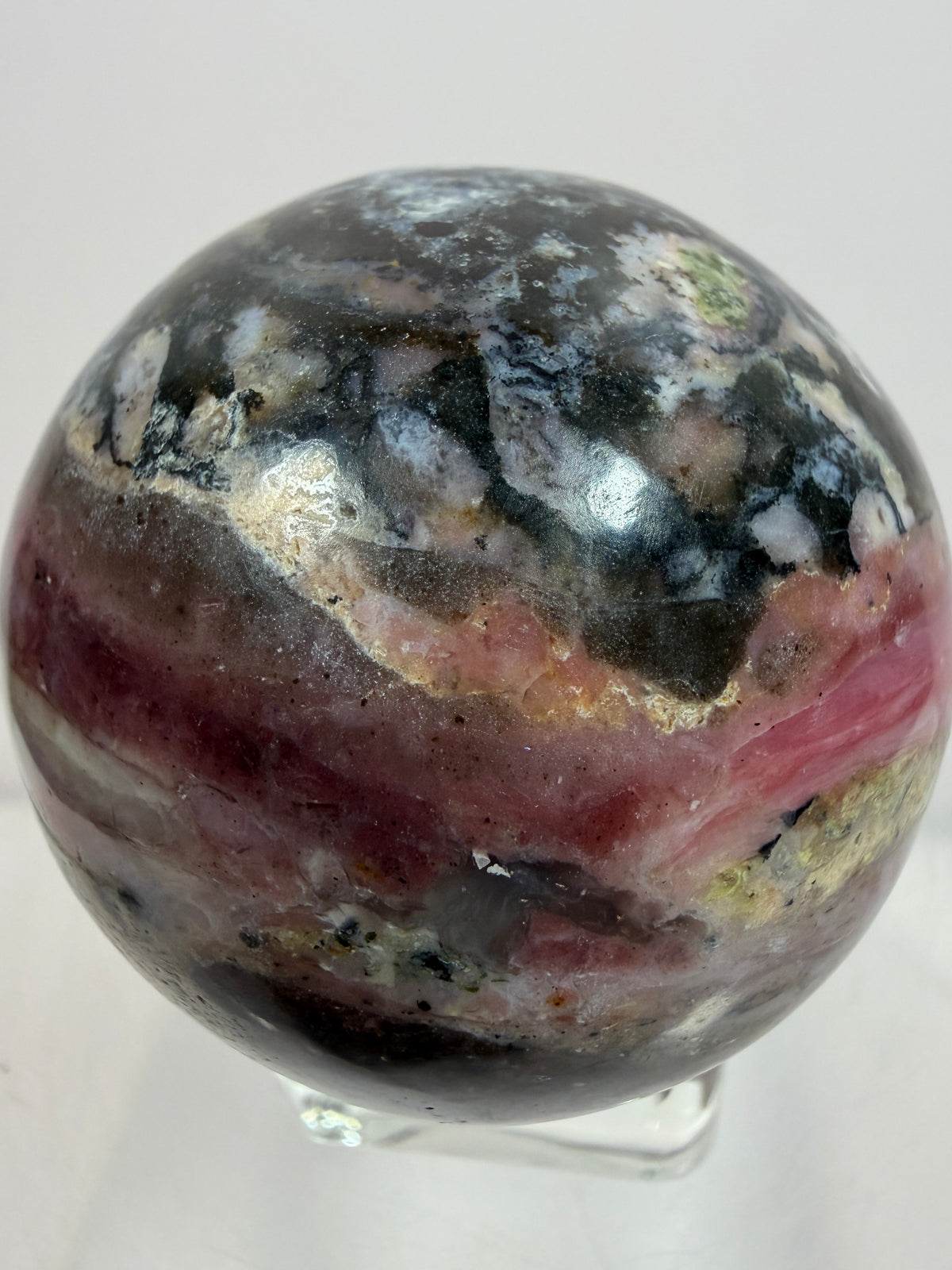 Strawberry Pink Opal Sphere From Peru. Gorgeous Bright Colors And Patterns. Amazing Rare Display Crystal.