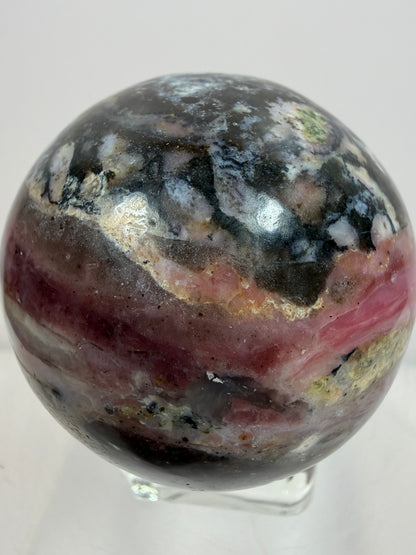 Strawberry Pink Opal Sphere From Peru. Gorgeous Bright Colors And Patterns. Amazing Rare Display Crystal.