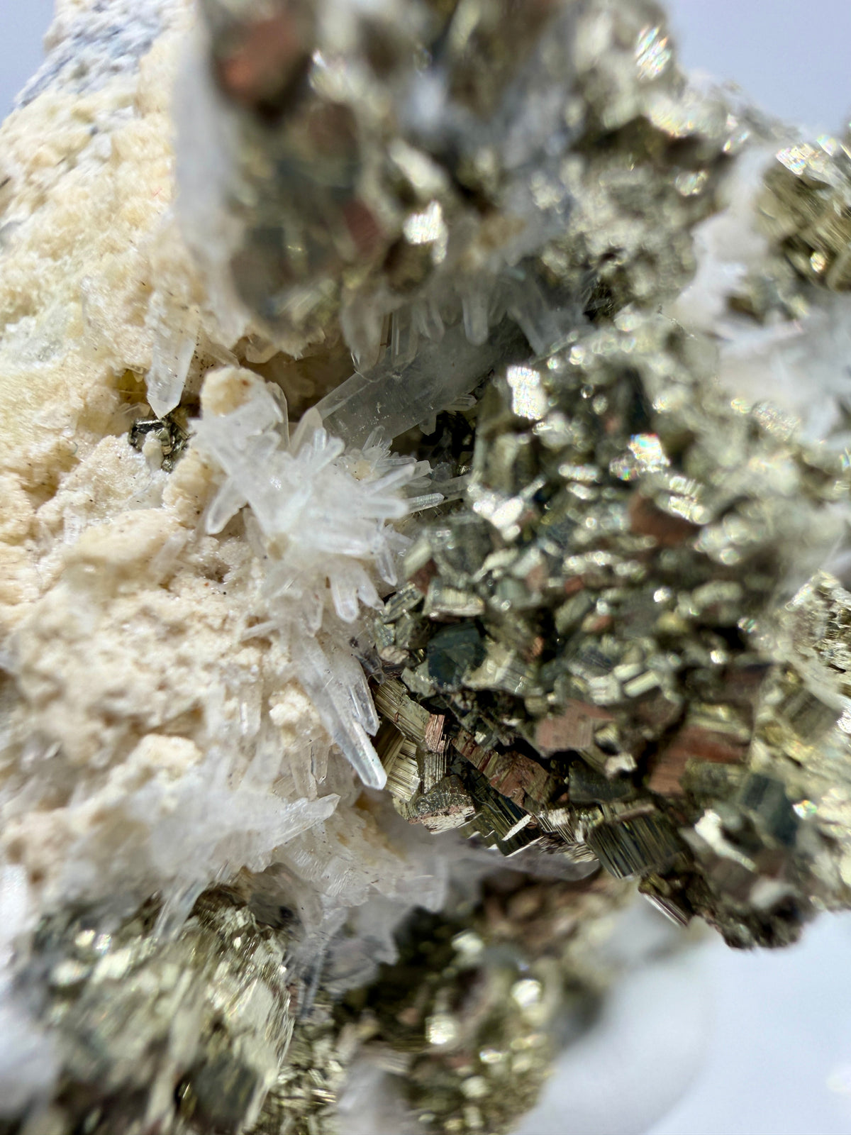 Pyrite And Needle Quartz Display Specimen. Gorgeous Pyrite Cube Cluster From Peru.