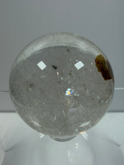 Rutile Quartz Sphere. Stunning Display Sphere. Gorgeous Garden Quartz And Golden Rutile Inclusions.