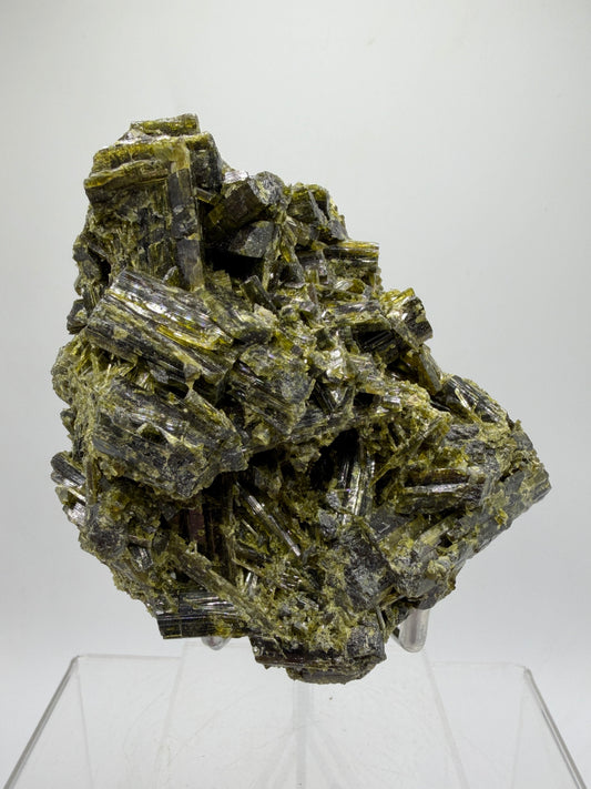 Green Tourmaline Cluster. Gorgeous Rare Tourmaline Specimen From Madagascar. Amazing Mineral Display Crystal.