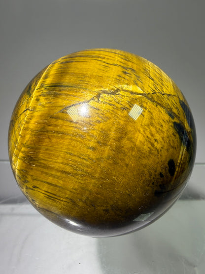 Blue Tigers Eye Sphere. Rare Blue And Gold Hawks Eye Crystal. Beautiful Colors And Flash