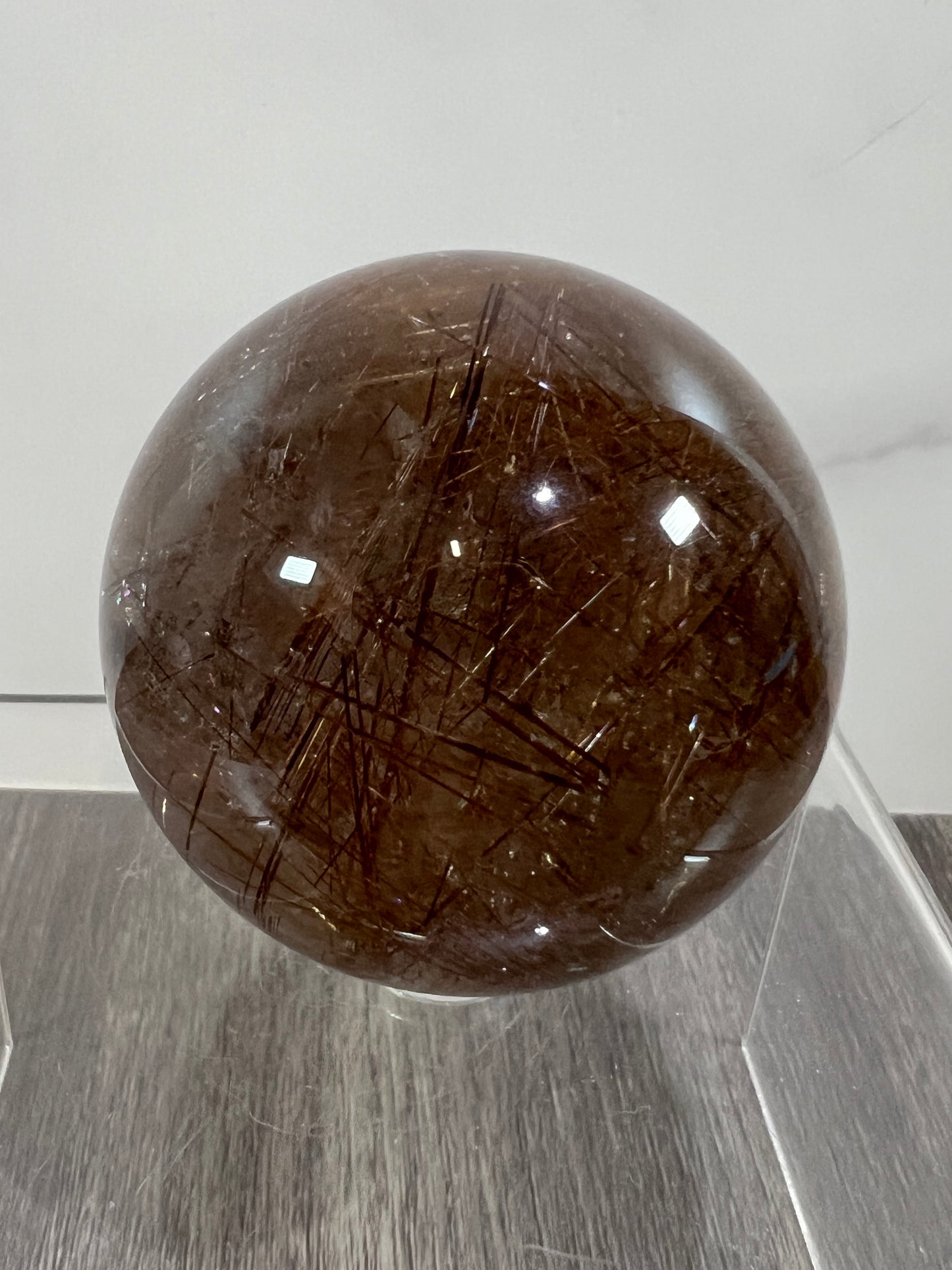 Copper Rutile Quartz Sphere. 53mm. Amazing Copper Rutilated Quartz. Stunning Rare Display Sphere