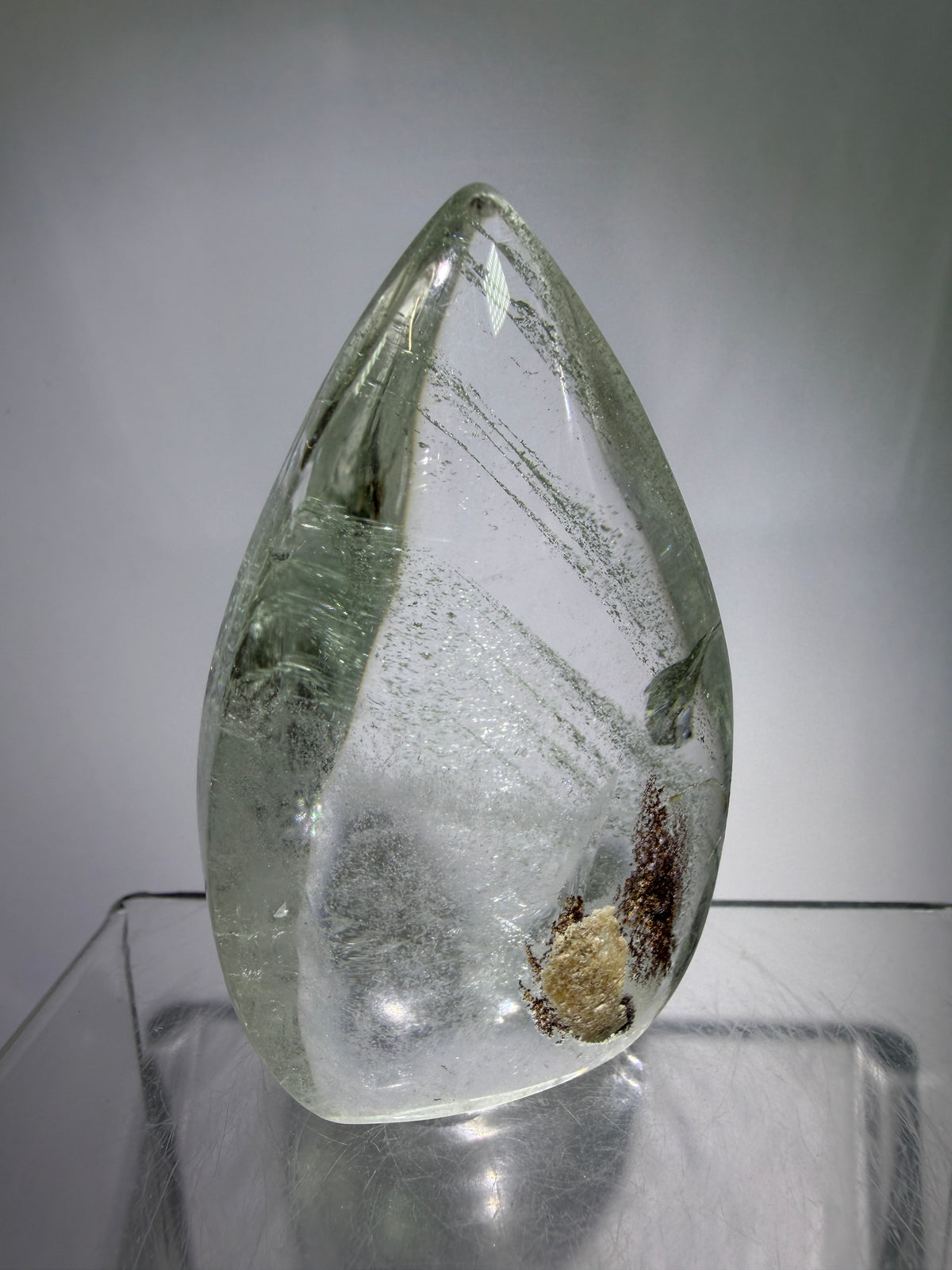 Garden Quartz Crystal Flame. Amazing Landscape And Green Phantoms. Rare Lodolite Quartz Flame