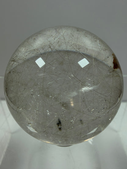 Rutile Quartz Sphere. Stunning Display Sphere. Gorgeous Garden Quartz And Golden Rutile Inclusions.
