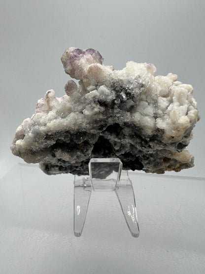 Selenite With Druzy Fluorite. Very Unique Mineral Specimen From Mexico. UV Reactive Display Crystal.