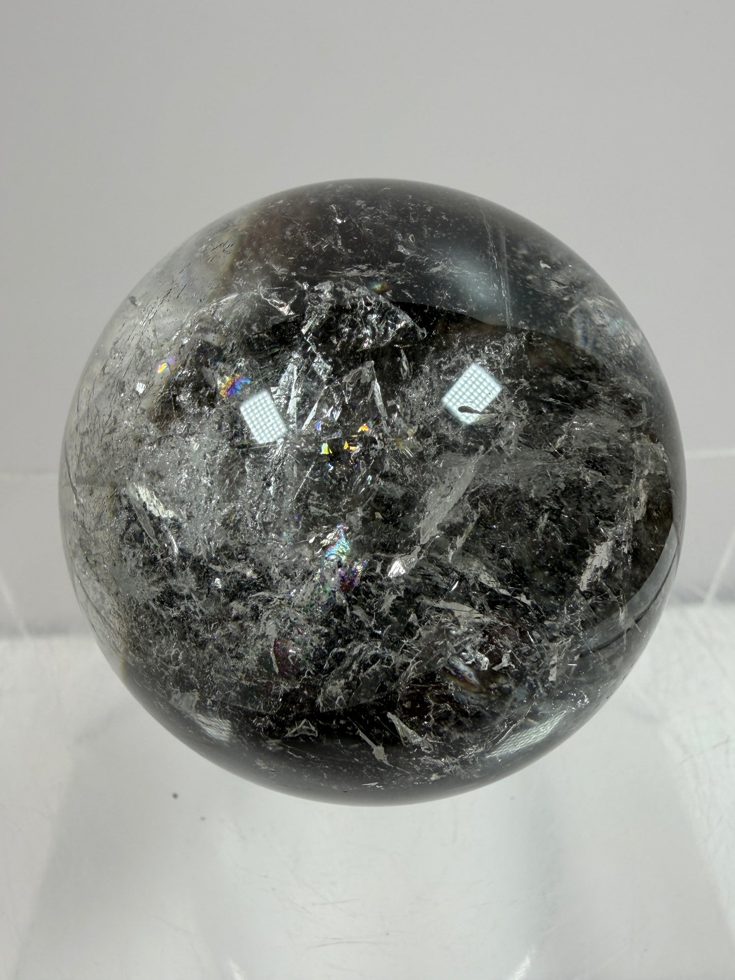 Garden Quartz Lodolite Sphere. 48mm. High Quality Landscape Quartz With Rainbows. Scenic Quartz With Excellent Clarity