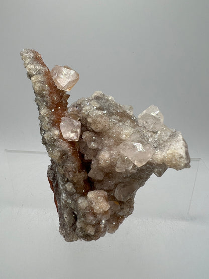Silver Diamond Calcite Specimen. Amazing Silver And Red Druzy Flash! Beautiful Calcite Cluster On Matrix. High Quality Display Piece