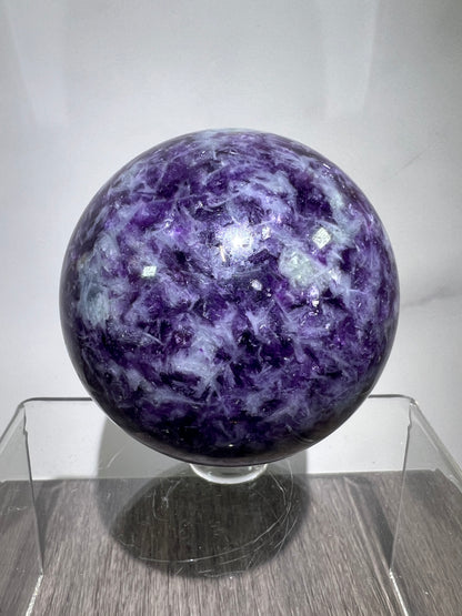 Lepidolite Purple Mica Sphere. 61mm. Gorgeous Flashy Mica Display Crystal.