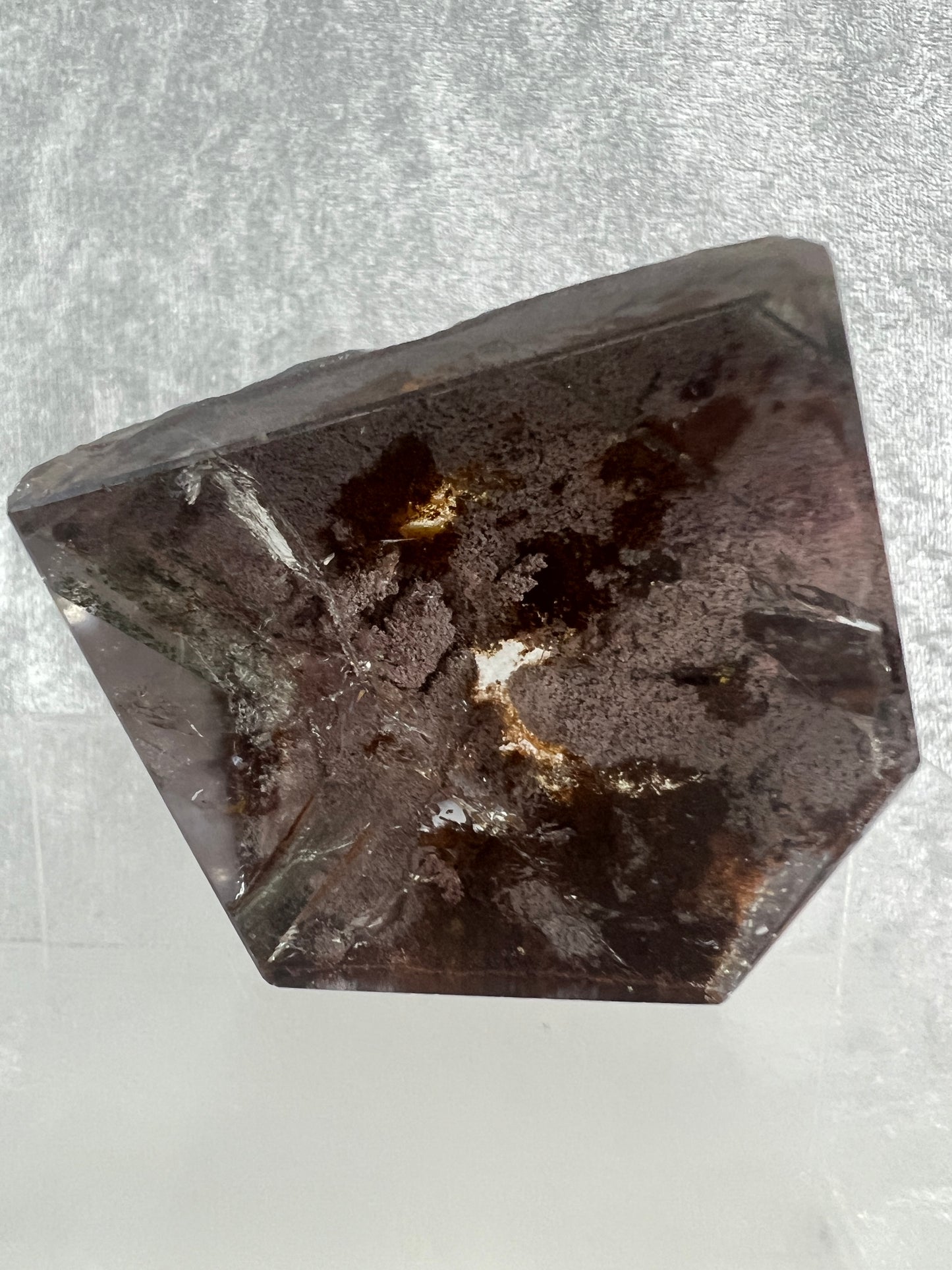 Garden Quartz Polished Freeform. Rare Purple Scenic Quartz. Gorgeous Lodolite With A Beautiful Landscape.