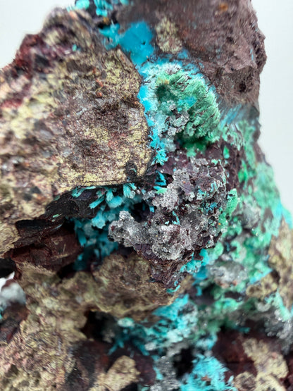 Rosasite And Malachite Specimen. Colorful High Quality Specimen From Mexico. Rare Mineral For Collections