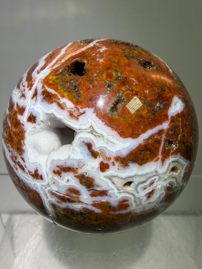 Ocean Jasper Sphere. 61mm. Beautiful Sugar Druzy Sphere. High Quality With Gorgeous Rare Colors