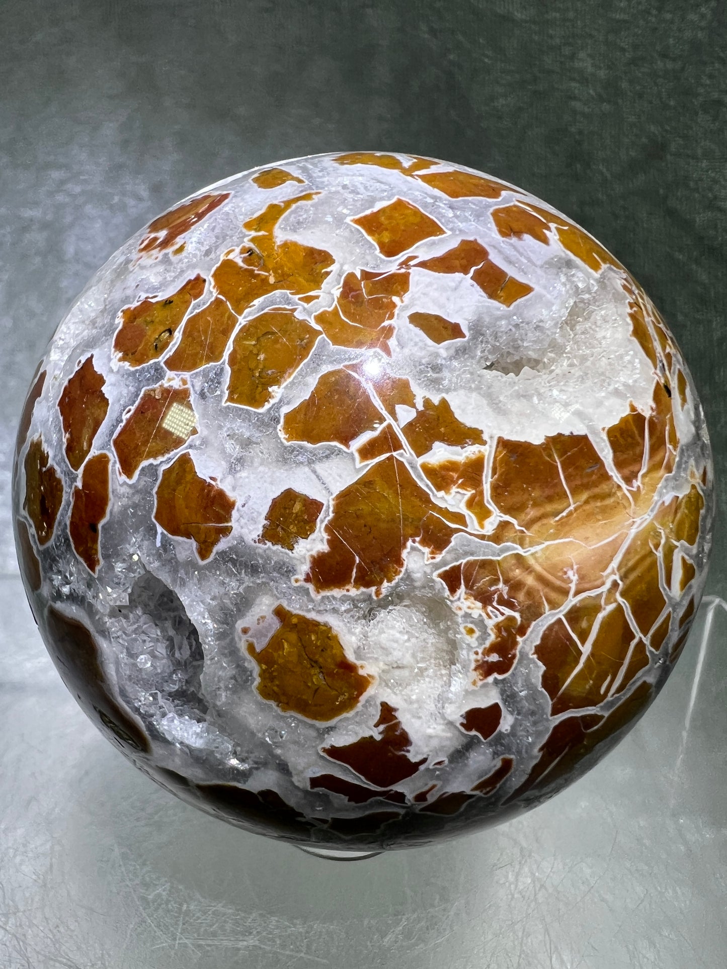 Indonesian East Java Plume Agate Sphere. 65mm. Amazing Druzy, Colors, And Patterns. Gorgeous Rare Crystal.