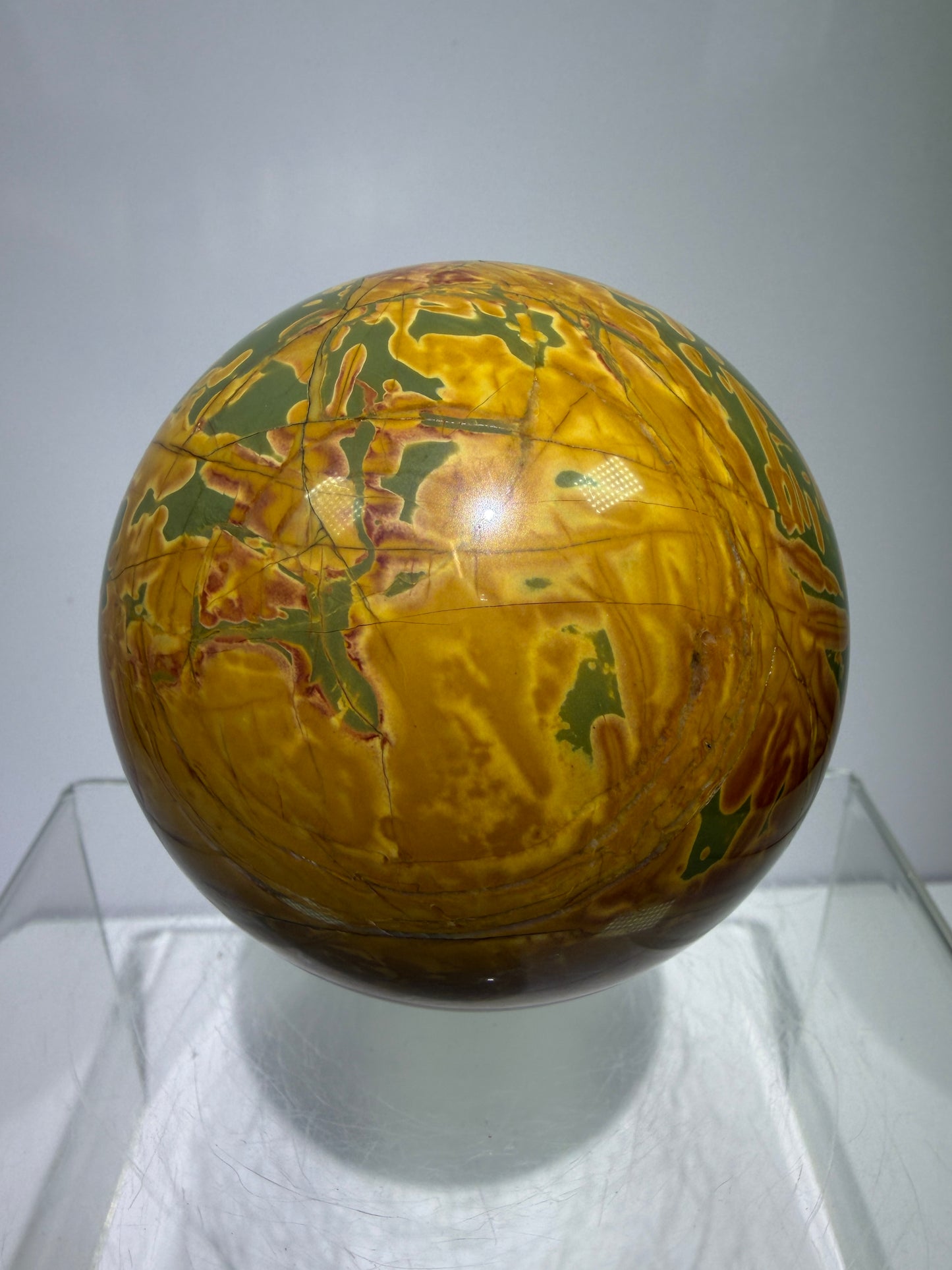 Cherry Creek Jasper Sphere. 70mm. Stunning Large Red River Display Sphere. Very High Quality Crystal