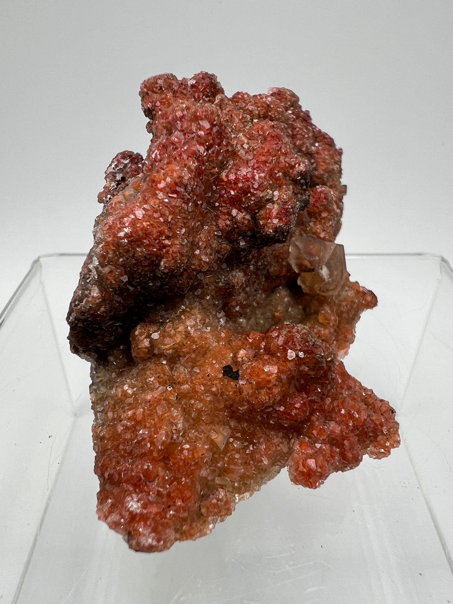 Red Diamond Calcite Specimen. Incredible Flash! Beautiful Calcite Cluster On Matrix. Very Cool Crystal Display Piece.