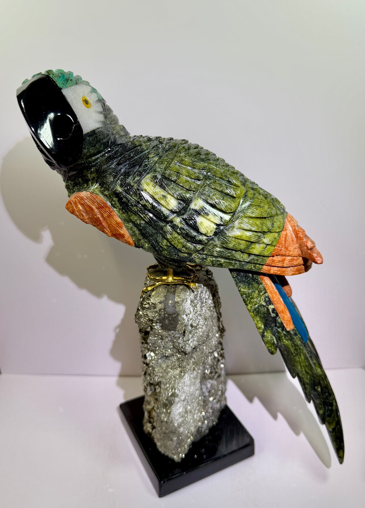 Hand Carved Crystal Parrot From Peru. Extra Large High Quality Display Crystal. Hand Crafted By Local Artisans