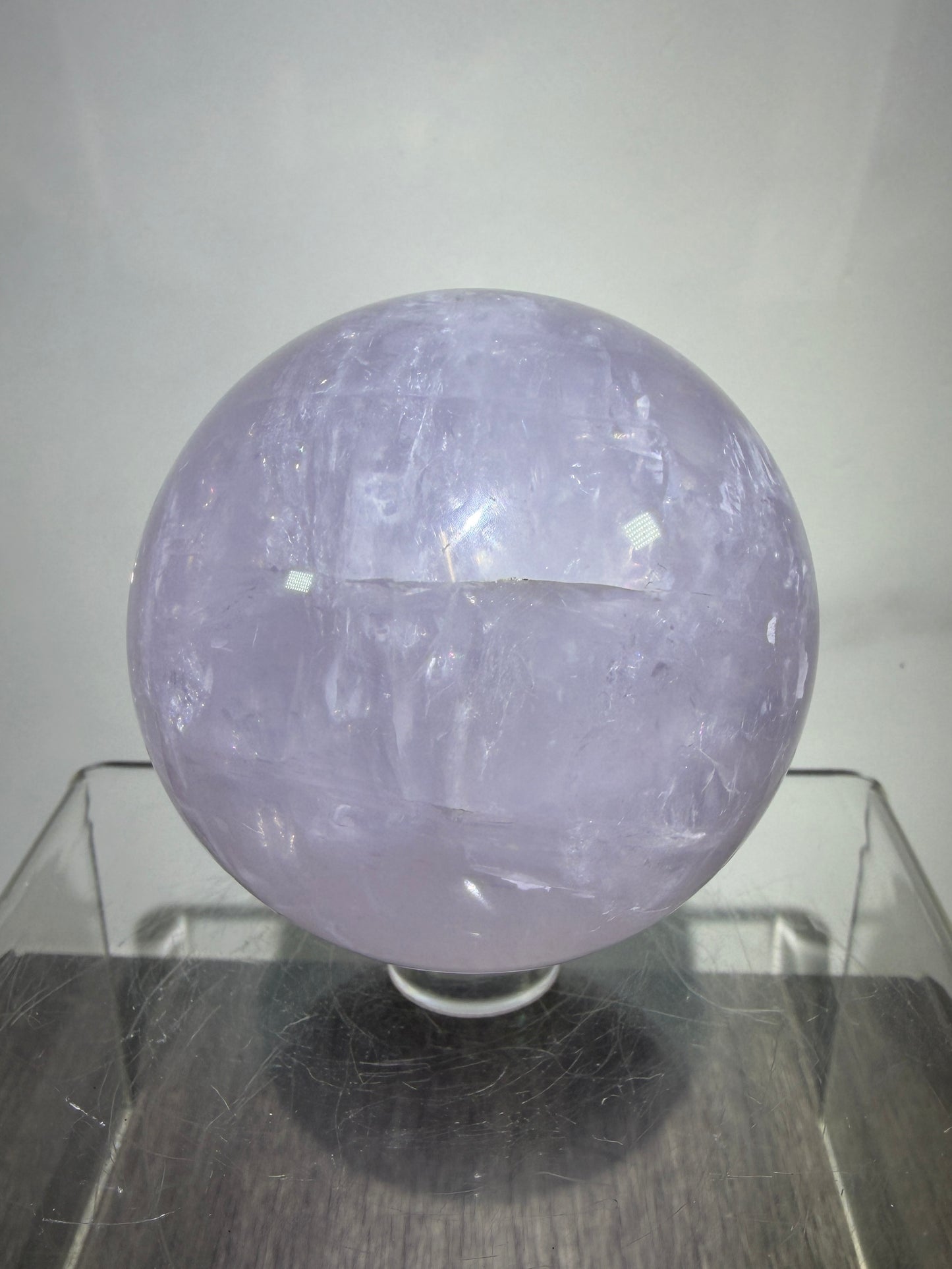 Lavender Rose Quartz Sphere. Rare Color Rose Quartz With Rainbows And Asterisms. High Quality Display Sphere.