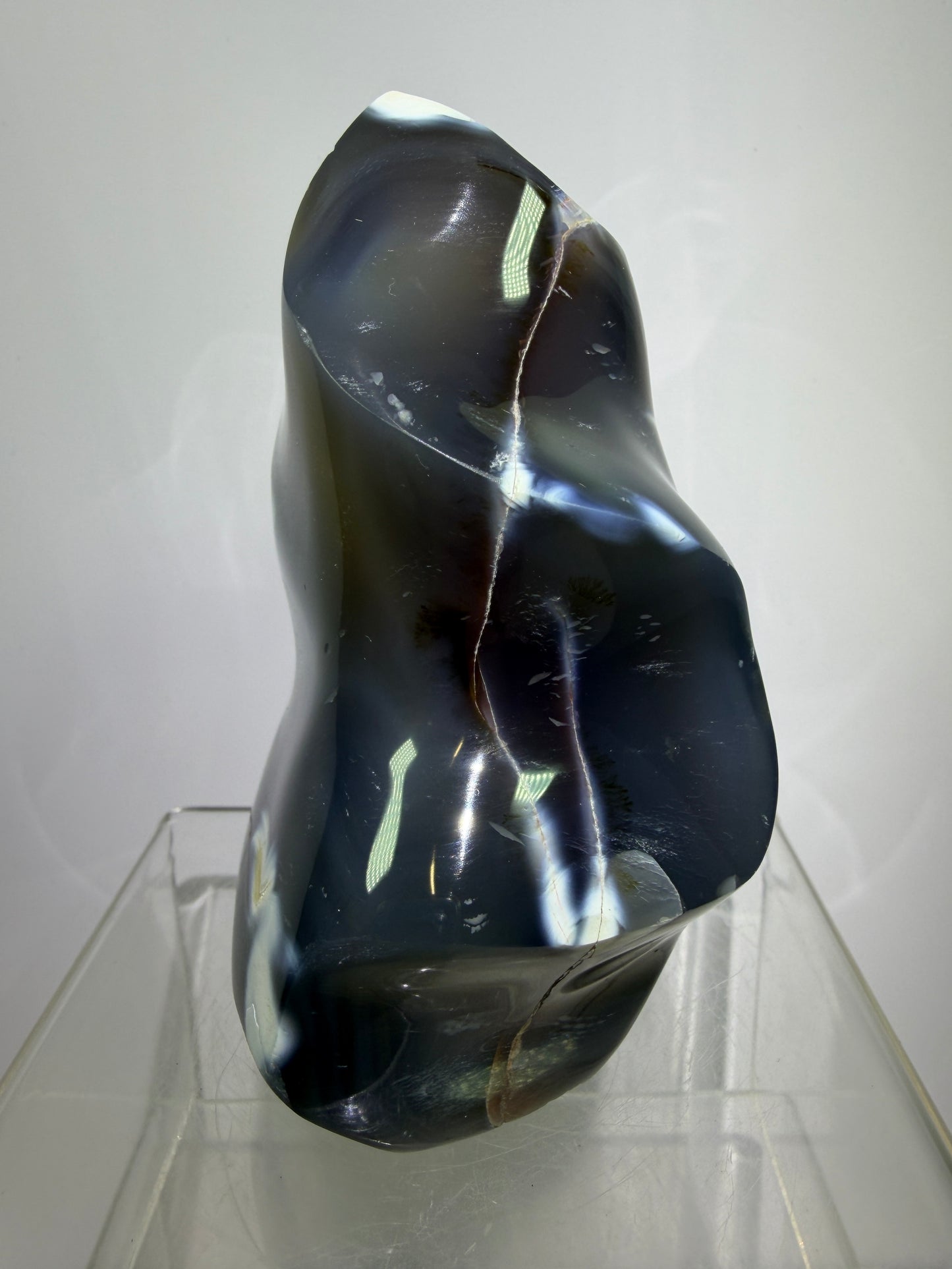 Orca Agate Freeform Flame. Very Rare And Stunning Blue Agate From Madagascar. Amazing Colors And Patterns.