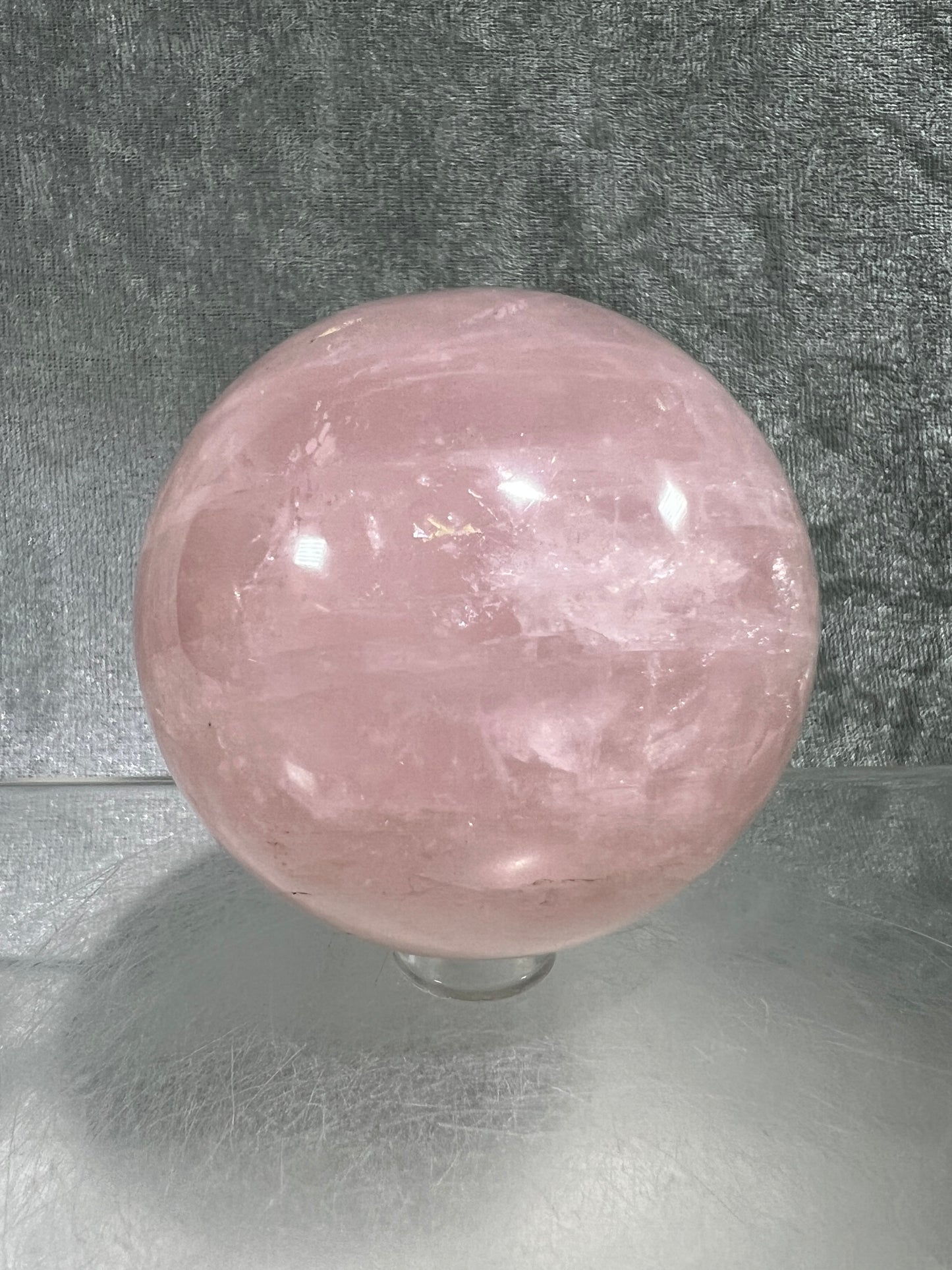 Rose Quartz Sphere. Rare Star Rose Quartz With Rainbows And Asterisms. High Quality Display Sphere.