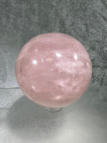 Rose Quartz Sphere. Rare Star Rose Quartz With Rainbows And Asterisms. High Quality Display Sphere.