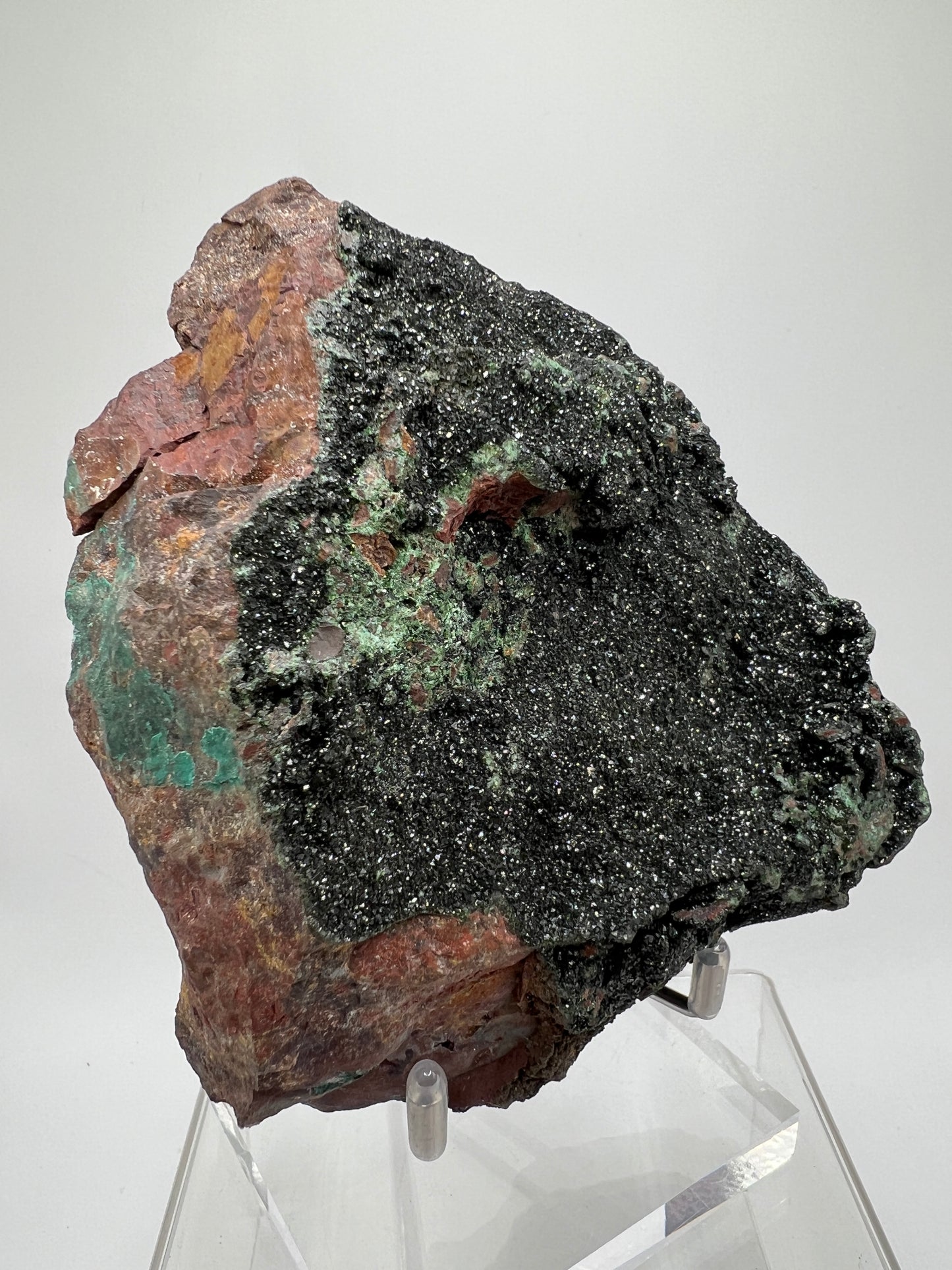 Libethenite Crystal Specimen. Rare Mineral Specimen With Malachite. Flashy Display Crystal
