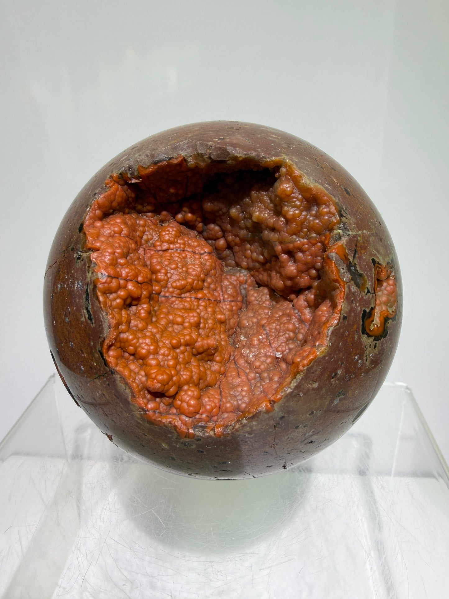 Red Fox Agate Sphere. 77mm. High Quality Druzy Crater Agate From Turkey. Stunning Rare Botryoidal Nodules