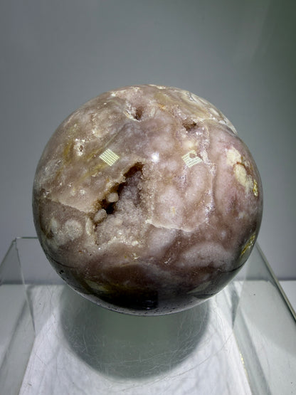 Pink Amethyst Crystal Sphere. 75mm. Gorgeous Druzy Amethyst And Flower Agate Sphere. Amazing Display Crystal.