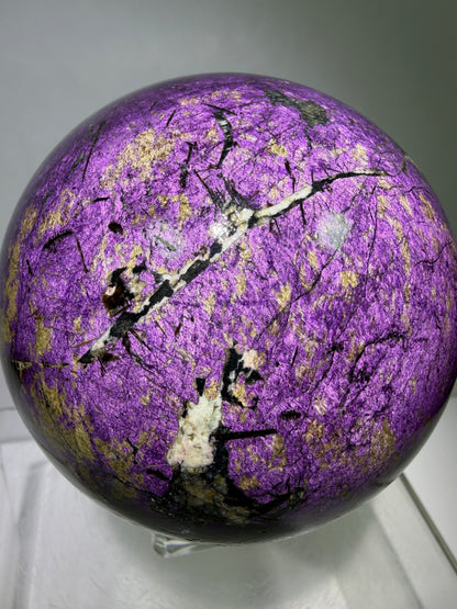 Purpurite Crystal Sphere. 86mm. Extra Large Rare Display Crystal From Brazil. Stunning Purple Flash!
