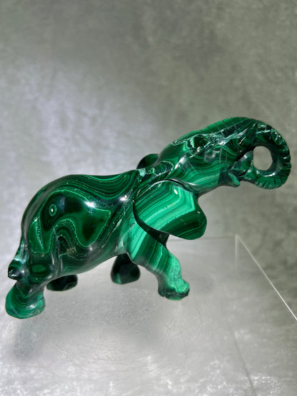 Malachite Elephant Carving From Africa. Amazing Piece Of Art For Your Collection