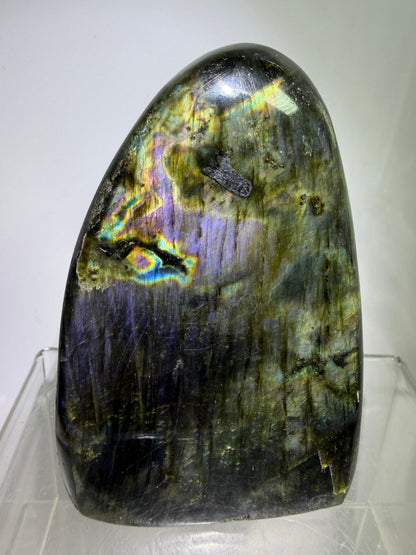 Labradorite Polished Freeform. Gorgeous Purple Rainbow Flash Spectrolite From Madagascar. High Quality Display Crystal.