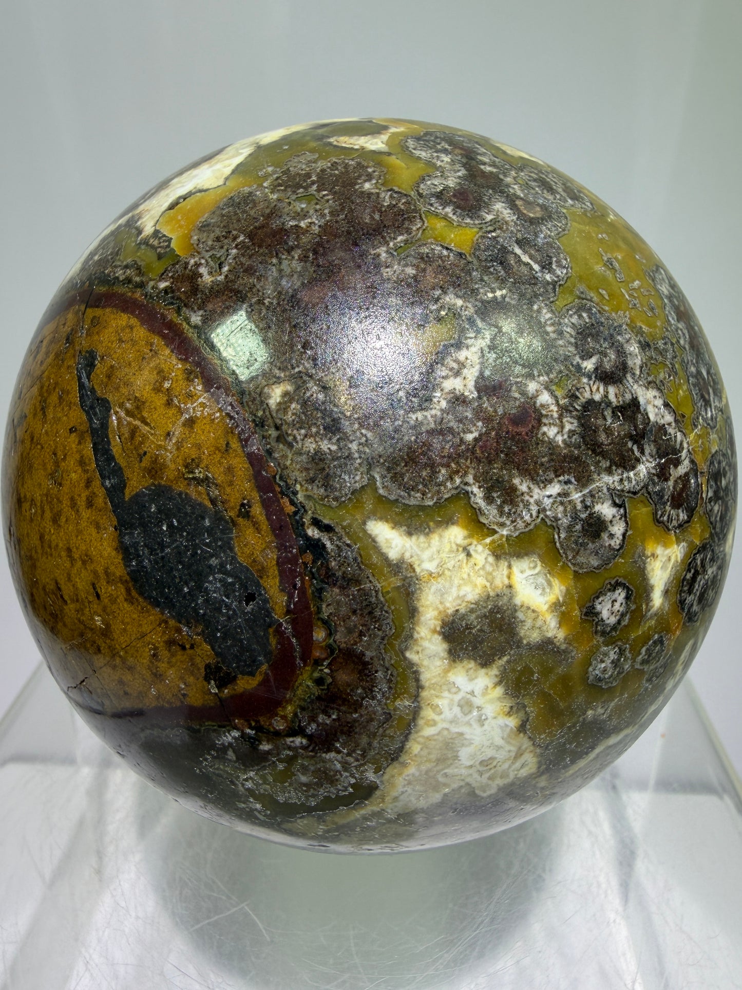 Warring States Agate Sphere. 88mm. Stunning Stalactite Druzy. Very Rare And Unique Display Sphere