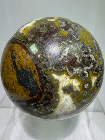 Warring States Agate Sphere. 88mm. Stunning Stalactite Druzy. Very Rare And Unique Display Sphere