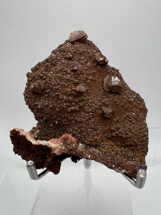 Brown Diamond Calcite Specimen. Beautiful Flash! Gorgeous Hematite Calcite On Druzy Matrix. Very Pretty Crystal Display Piece.