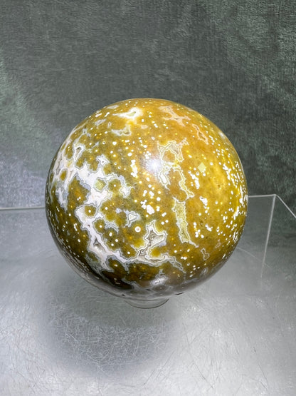 Ocean Jasper Sphere. Stunning Colors On This Amazing Display Crystal. Gorgeous Rare Sphere!