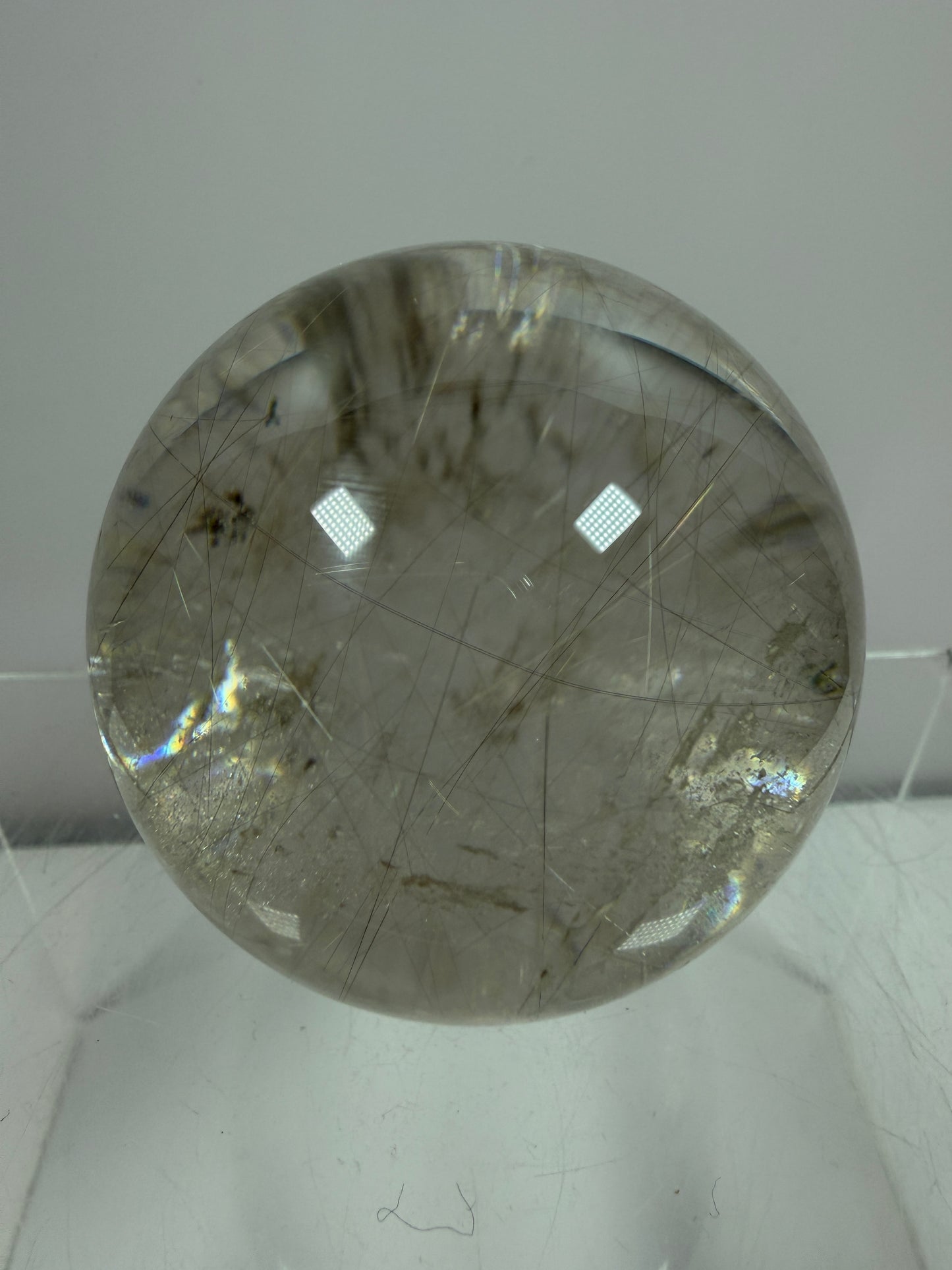 Rutile Quartz Sphere. 51mm. Rare Gold And Silver Rutilated Quartz With Amazing Rainbows.