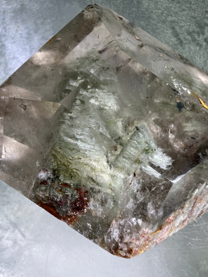 Garden Quartz Polished Freeform. Beautiful Green And Red Landscape Quartz. Amazing Polished Lodolite Freeform.