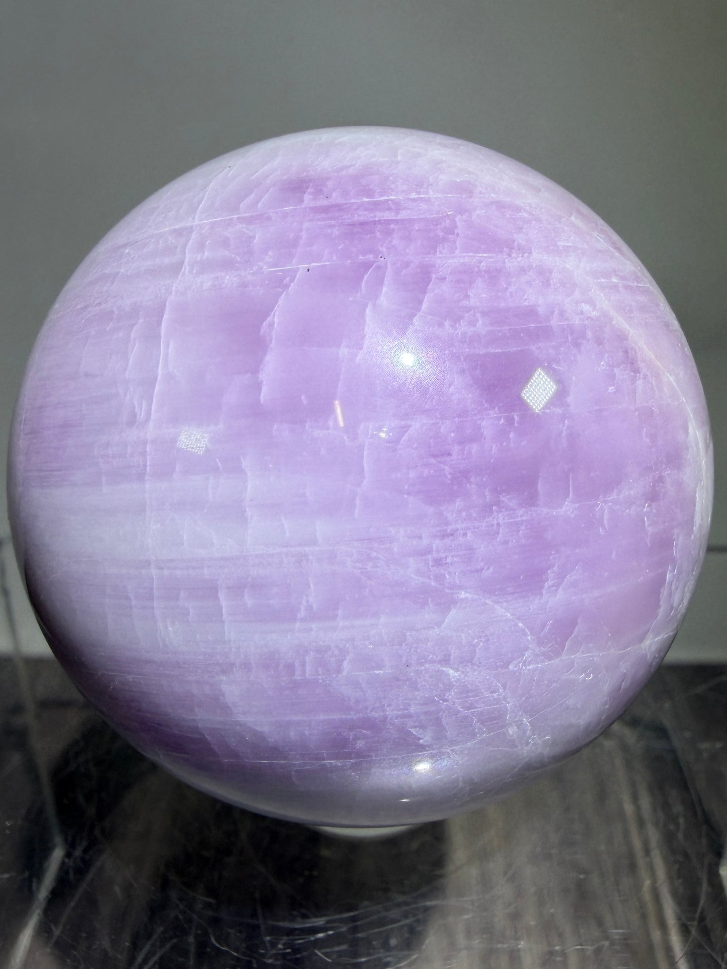 Kunzite Crystal Sphere. 50mm. Gorgeous Display Sphere. Beautiful Flash And UV Reactive