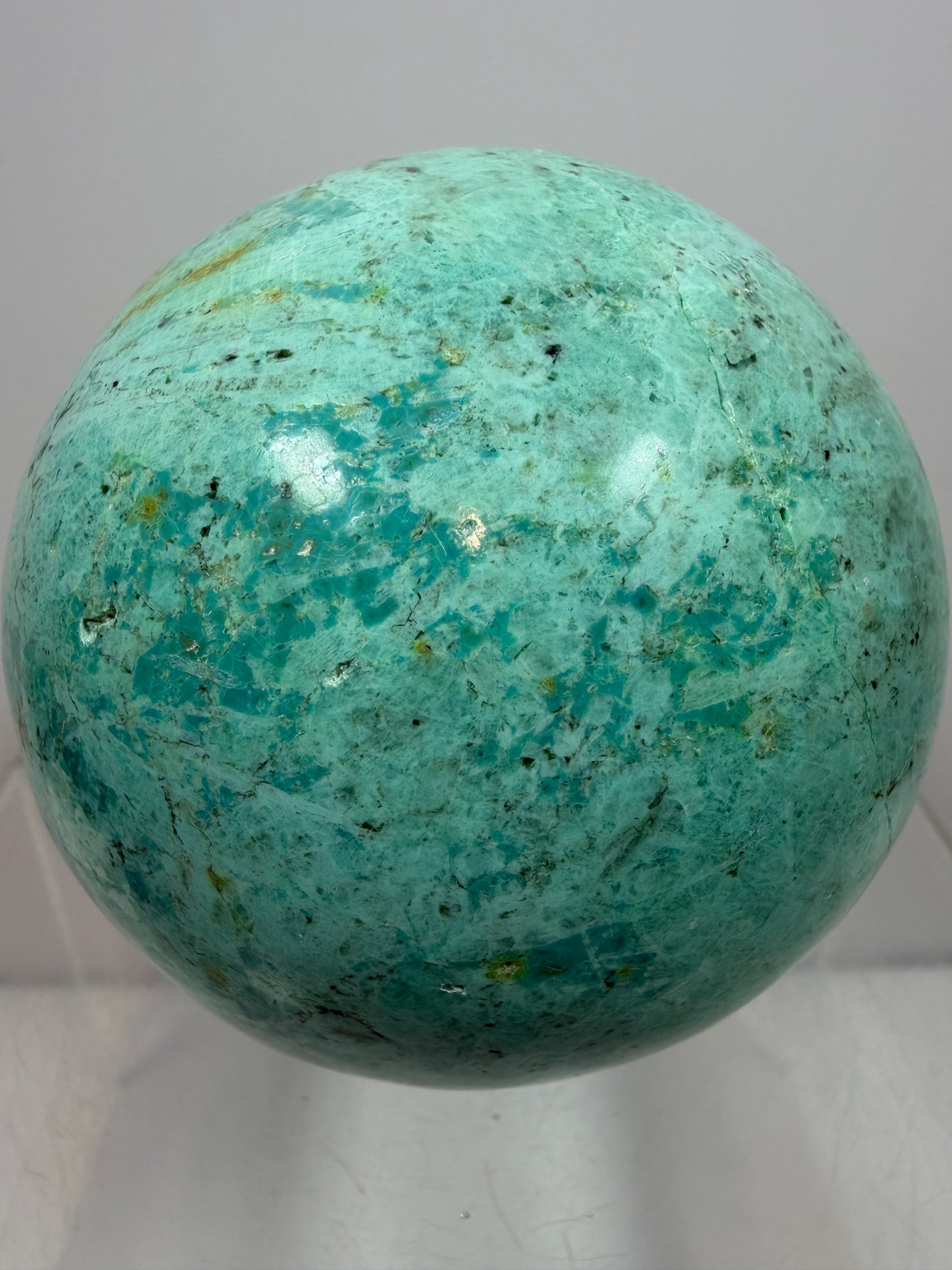 Chrysocolla Turquoise Sphere. 68mm. Beautiful Peruvian Turquoise. Amazing Display Sphere
