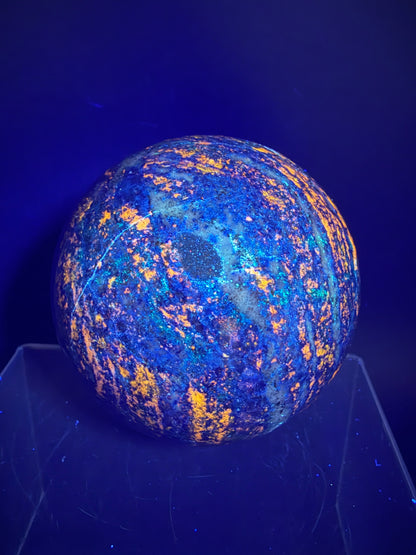 Lapis Lazuli Crystal Sphere. 74mm. Very High Quality Sphere. Stunning Shades Of Bright Blue With Gorgeous Pyrite Inclusions.
