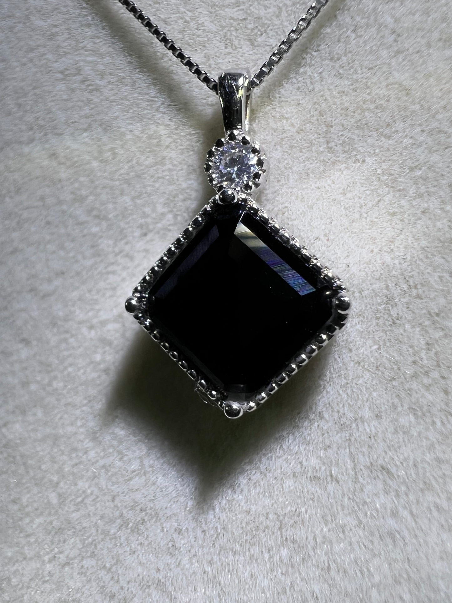 Black Spinel Crystal Pendant. S925 Silver Setting And Necklace. High Quality Gorgeous Necklace.