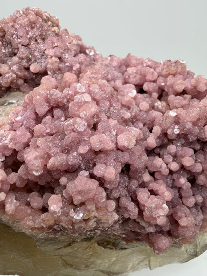 Pink Botryoidal Lepidolite And Tourmaline On A Citrine Matrix. Very Rare High Quality Specimen From Brazil. Gorgeous Large Pink Grape Agate