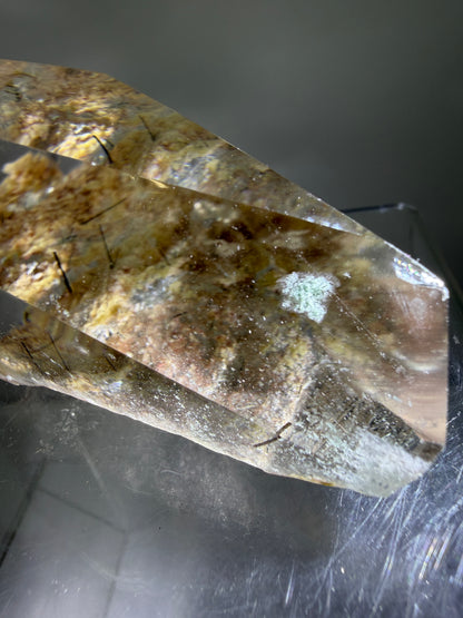 Garden Quartz Polished Freeform. Gorgeous Tourmaline And Scenic Quartz From Brazil. Very High Quality Lodolite Freeform.