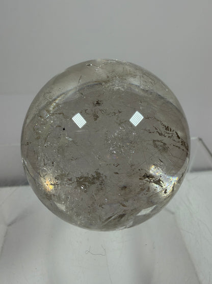 Rutile Quartz Sphere. 51mm. Rare Gold And Silver Rutilated Quartz With Amazing Rainbows.