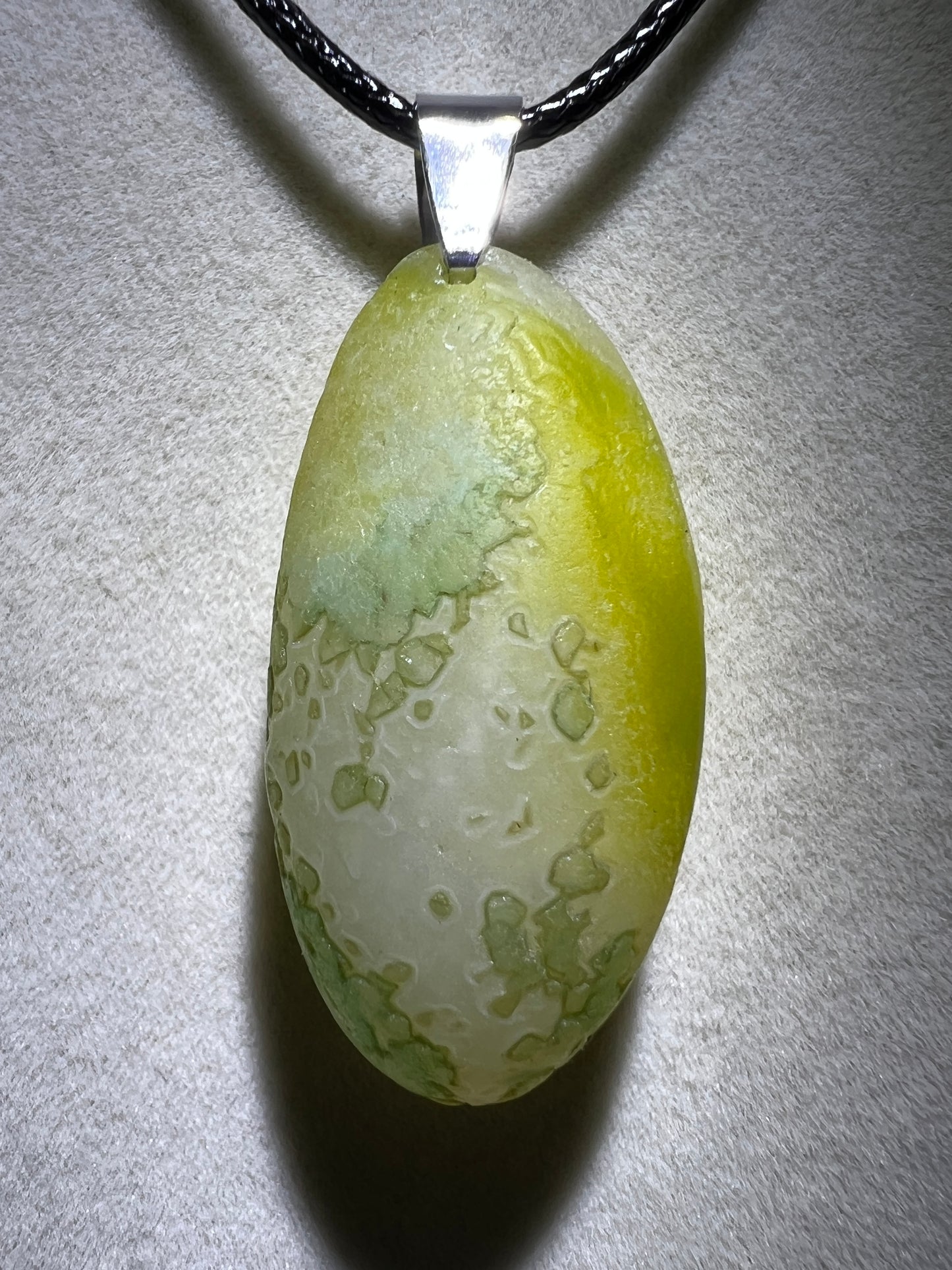 Gobi Agate Pendant. Colorful Green And Yellow Gobi Desert Agate. World Famous Rare Botryoidal Chalcedony. Very Unique Crystal Necklace!