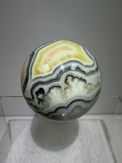 Banded Zebra Calcite Sphere. 55mm. Gorgeous Calcite Display Sphere. Rare Colors With Stunning Patterns