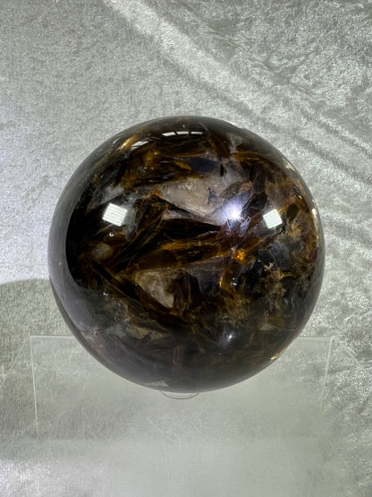 Golden Mica Sphere. Gorgeous Large Mica Display Sphere. 93mm, 2.7 lbs. High Quality With Lots Of Flash