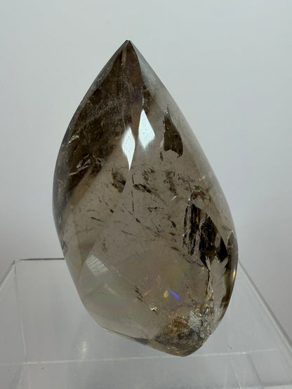 Smoky Quartz Crystal Flame. Huge Rainbows! Gorgeous Polished Flame From Brazil. Beautiful Display Crystal