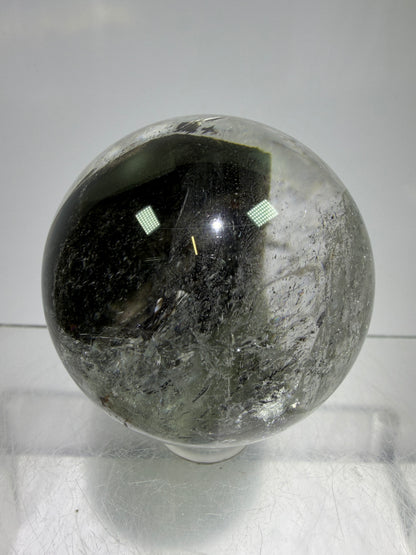 Garden Quartz Lodolite Sphere. 48mm. High Quality Landscape Quartz With Rainbows. Scenic Quartz With Excellent Clarity